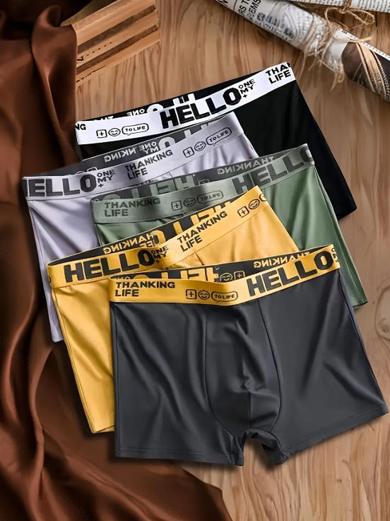 Multi Pack Underwear - Cuecas Boxer Masculinas de Seda Leiteira,