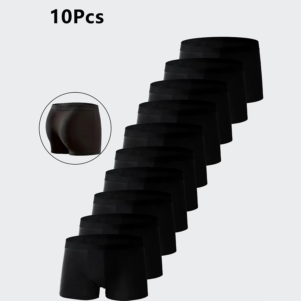Boxer Shorts Modal - 10 pçs cuecas boxer masculinas-sólido preto