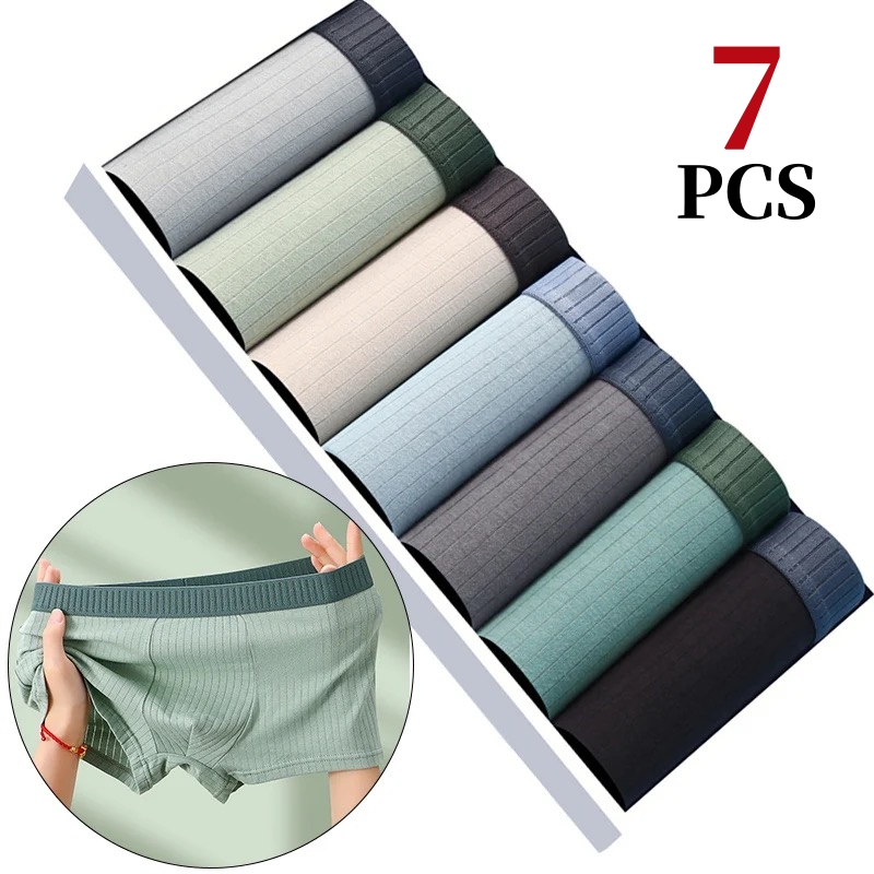 Boxer Brief Pack Cotton - 7 pçs/lote roupa interior de algodão