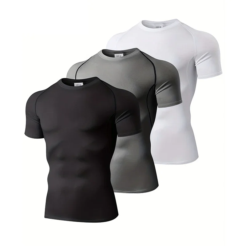 T Shirt Tight Fit - 1/3 pacote roupas de compressão dos